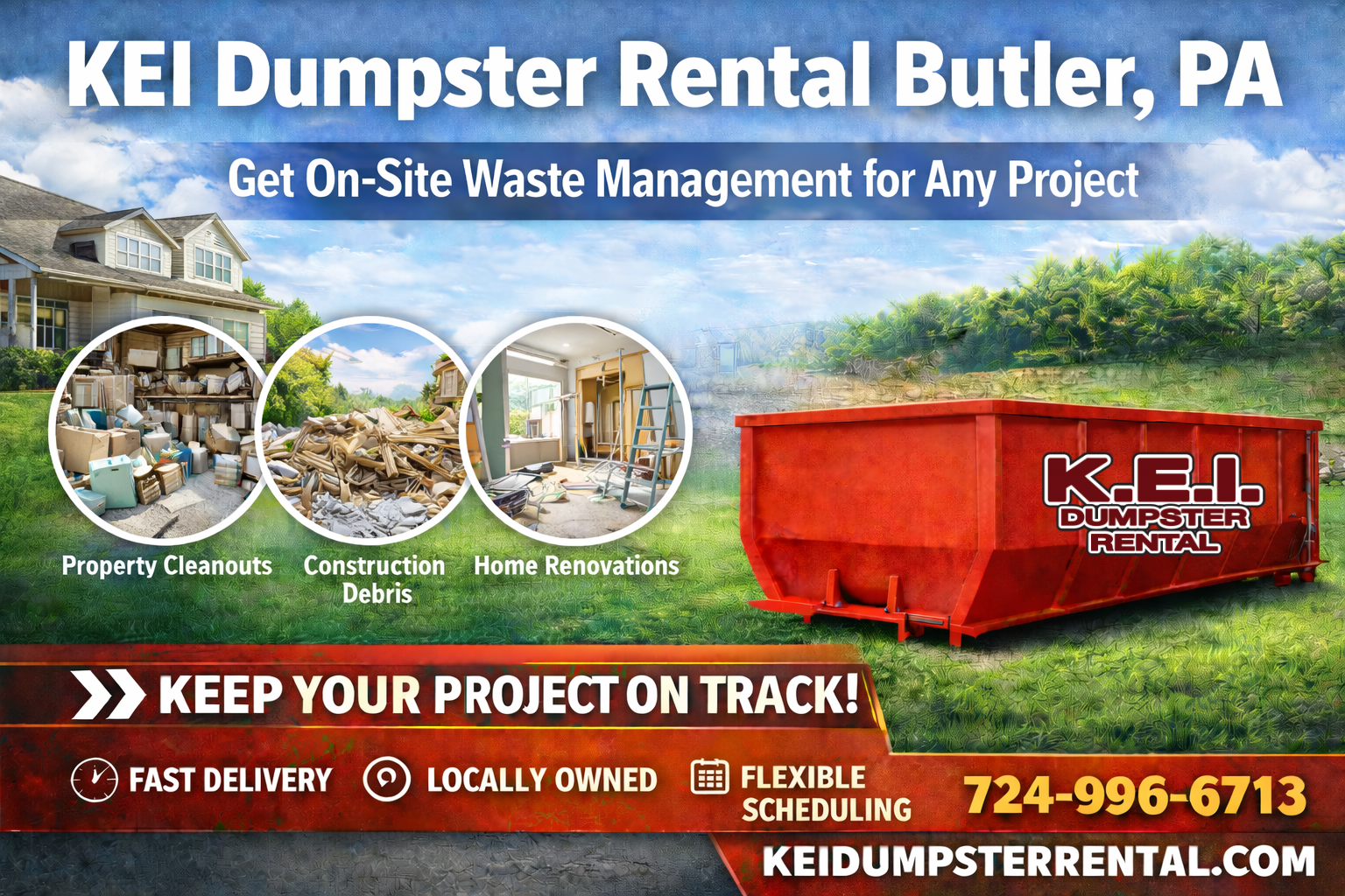 kei dumpster rental project on track