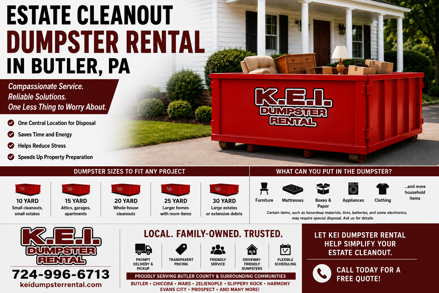 KEI Dumpster Rental Estate Cleanout