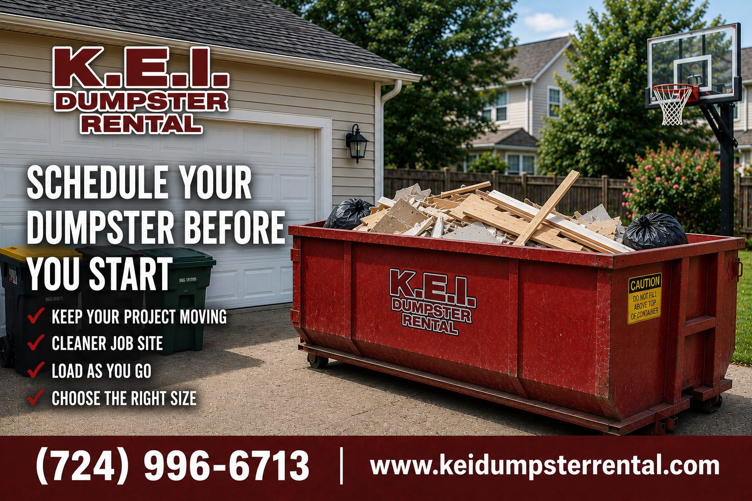 KEI Dumpster Rental Schedule before your Start