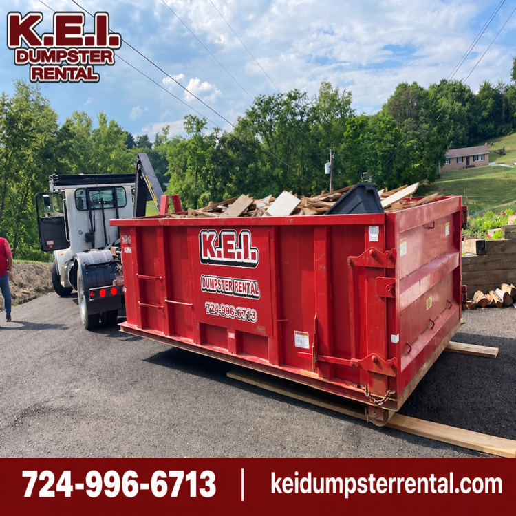 KEI roll-off dumpster for October backyard cleanup in Butler, PA