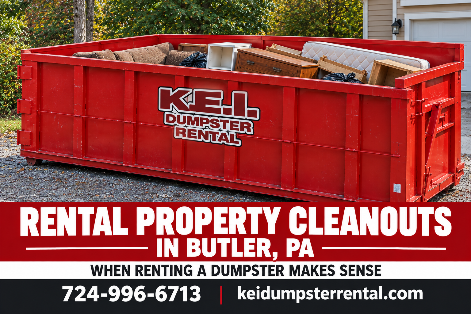 Rental Property Cleanout Dumpster Ad